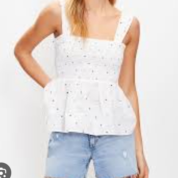 loft ♡ dotted smocked peplum cami tank top - Picture 3 of 8